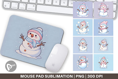 Mouse Pad Cute Snowman Illustration Sublimation artnoy 