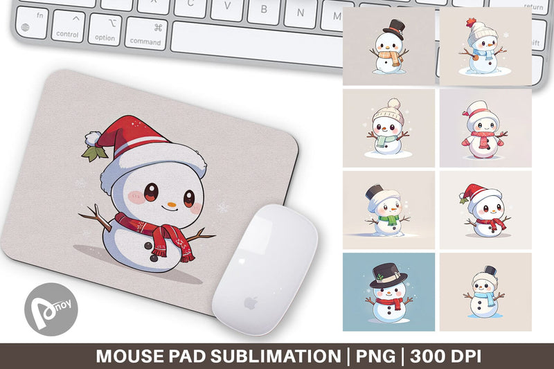 Mouse Pad Cute Snowman Sublimation artnoy 