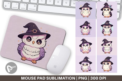 Mouse Pad Cute Witchy Owl Halloween Sublimation artnoy 