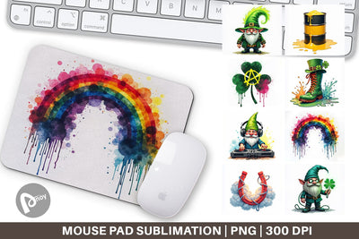 Mouse Pad Cyber-Shamrock Neon Punk St. Patrick's Watercolor Sublimation artnoy 