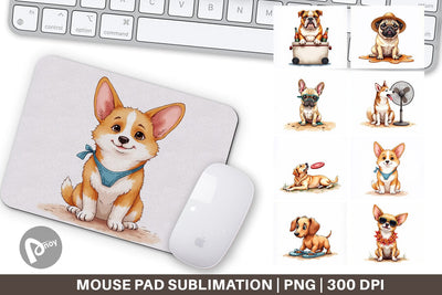 Mouse Pad Cynical Canines Hot Summer Watercolor Pack Sublimation artnoy 