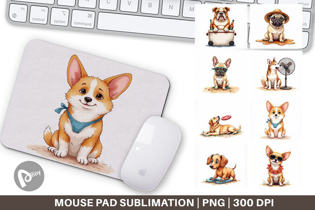 Mouse Pad Cynical Canines Hot Summer Watercolor Pack Sublimation artnoy 
