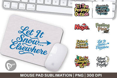 Mouse Pad Cynical Christmas Phrases Sublimation artnoy 