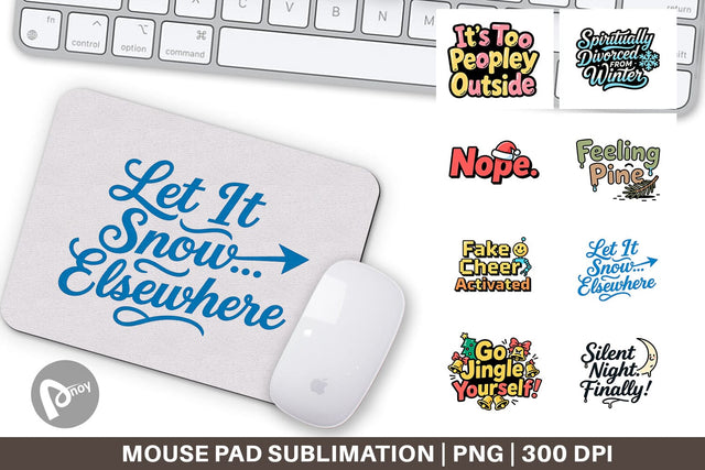 Mouse Pad Cynical Christmas Phrases Sublimation artnoy 