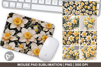 Mouse Pad Daffodil Pattern Sublimation artnoy 
