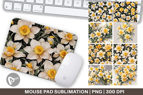 Mouse Pad Daffodil Pattern Sublimation artnoy 