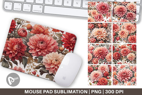 Mouse Pad Dahlia Pattern Sublimation artnoy 