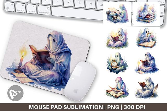Mouse Pad Dark Academia Ghost Reader Sublimation artnoy 