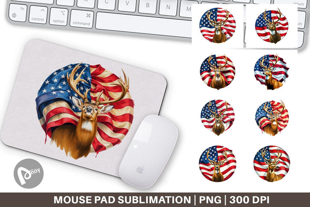 Mouse Pad Deer 4th of July Sublimation artnoy 