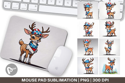 Mouse Pad Deer 4th of July Sublimation artnoy 