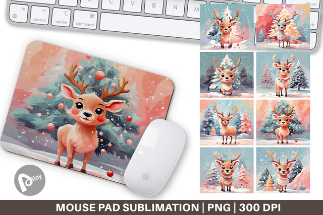 Mouse Pad Deer Christmas Painting Sublimation artnoy 