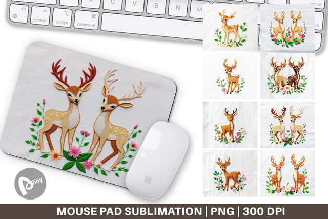 Mouse Pad Deer Embroidery Sublimation artnoy 