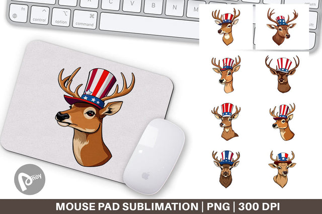 Mouse Pad Deer Patriotic Sublimation artnoy 