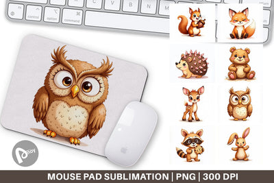 Mouse Pad Derpy Gingerbread Woodland Creatures Sublimation artnoy 
