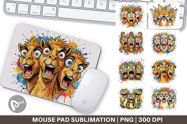 Mouse Pad Desert Animal Heat Hysteria Ink Sketch Sublimation artnoy 