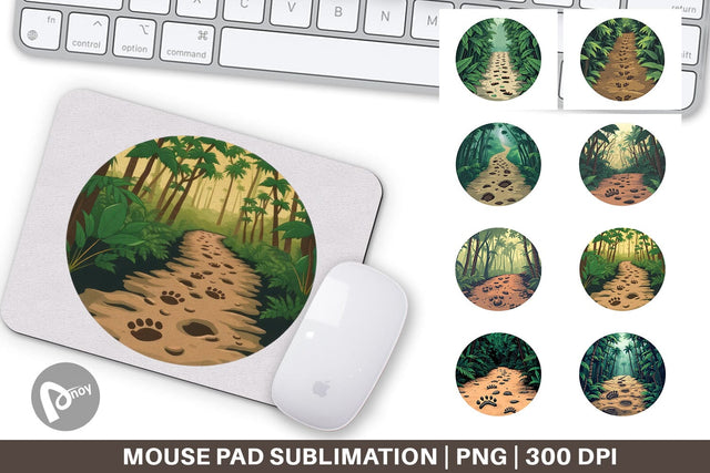 Mouse Pad Dino Tracks in Jungle Sublimation artnoy 