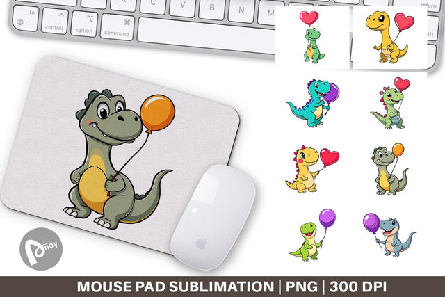 Mouse Pad Dino with Balloon Sublimation artnoy 