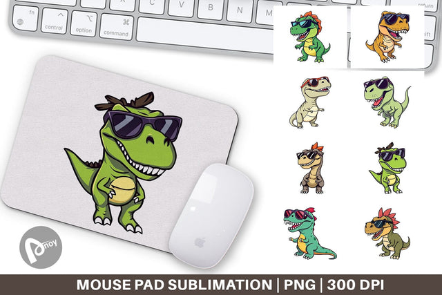 Mouse Pad Dino with Sunglasses Sublimation artnoy 