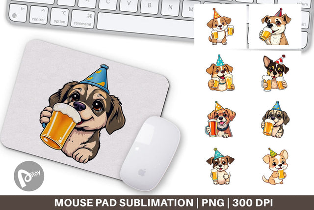Mouse Pad Dog Beer Day Sublimation artnoy 
