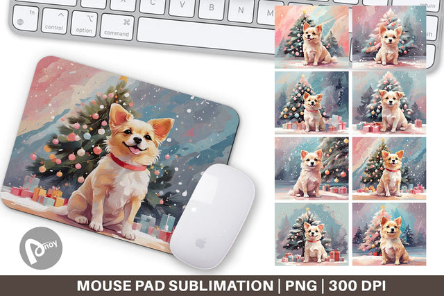 Mouse Pad Dog Christmas Painting Sublimation artnoy 