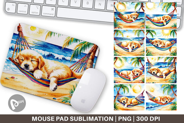 Mouse Pad Dog in Summer Hammock Sublimation artnoy 