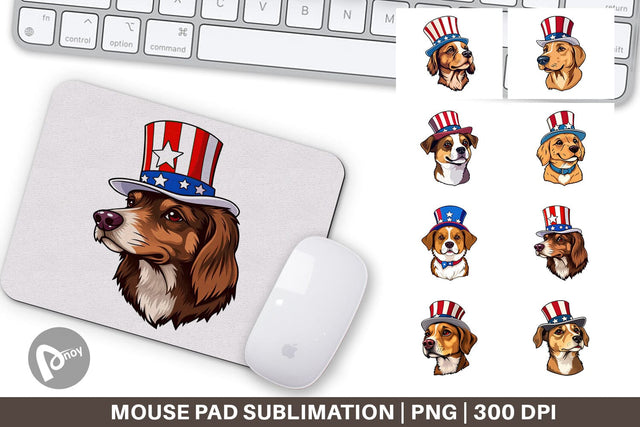 Mouse Pad Dog Patriotic Sublimation artnoy 