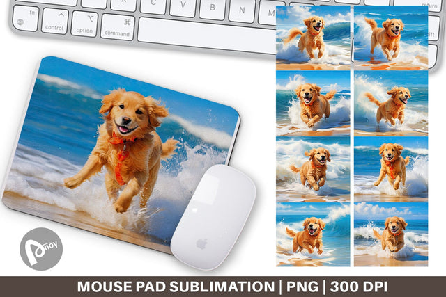Mouse Pad Dog Running on the Beach Sublimation artnoy 