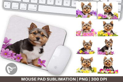Mouse Pad Dog Spring Flowers Sublimation artnoy 