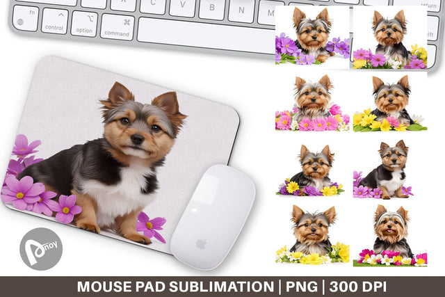 Mouse Pad Dog Spring Flowers Sublimation artnoy 