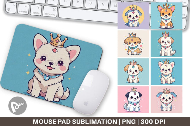 Mouse Pad Dog Wearing Crown Sublimation artnoy 