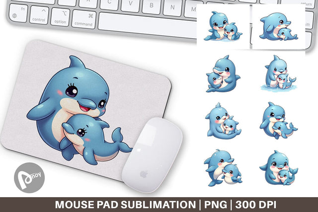 Mouse Pad Dolphin Mother's Day Sublimation artnoy 