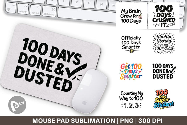 Mouse Pad Doodle Marker 100 Days of School Sublimation artnoy 