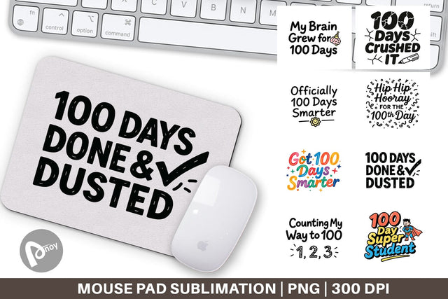 Mouse Pad Doodle Marker 100 Days of School Sublimation artnoy 