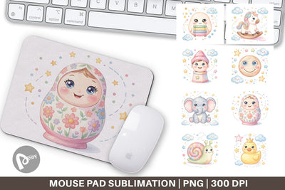 Mouse Pad Dreamy Floating Toybox Watercolor Sublimation artnoy 