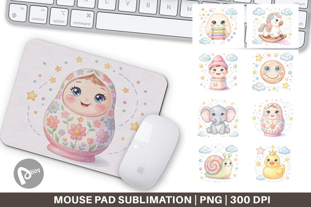 Mouse Pad Dreamy Floating Toybox Watercolor Sublimation artnoy 