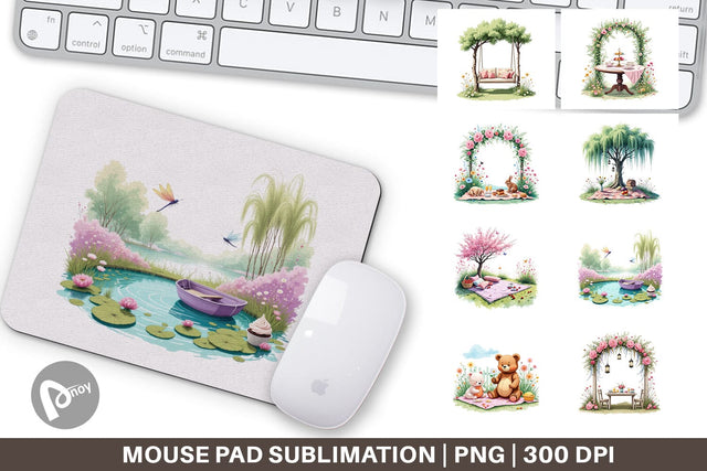 Mouse Pad Dreamy Garden Picnic Sublimation artnoy 