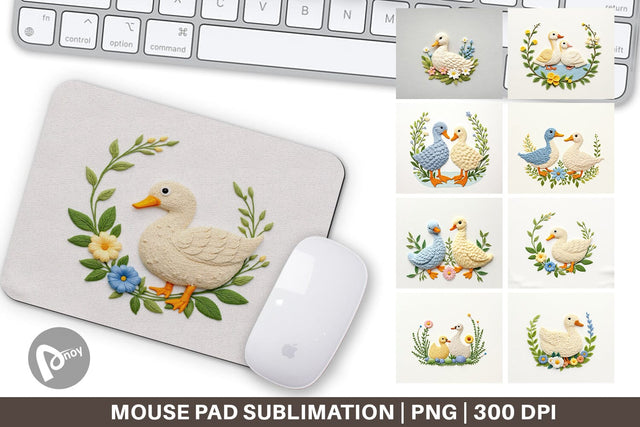 Mouse Pad Duck Embroidery Sublimation artnoy 