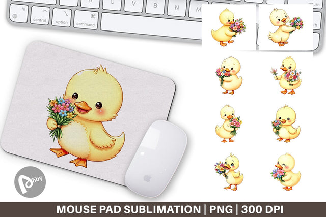 Mouse Pad Duck Spring Bouquet Sublimation artnoy 
