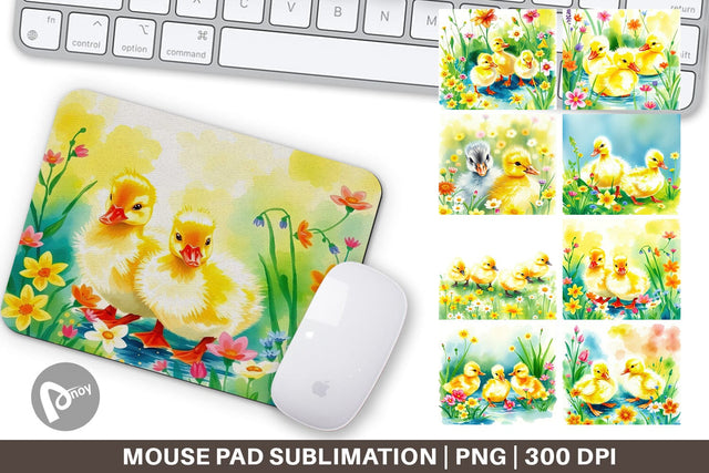 Mouse Pad Ducklings in Spring Sublimation artnoy 