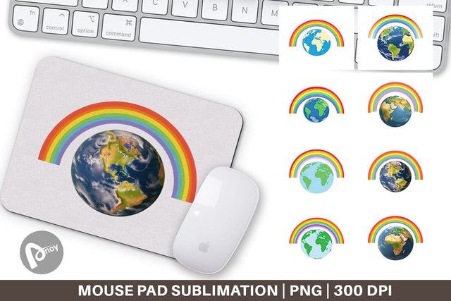 Mouse Pad Earth with a Rainbow Sublimation artnoy 