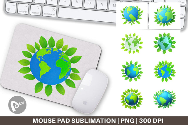 Mouse Pad Earth with Leaves Sublimation artnoy 