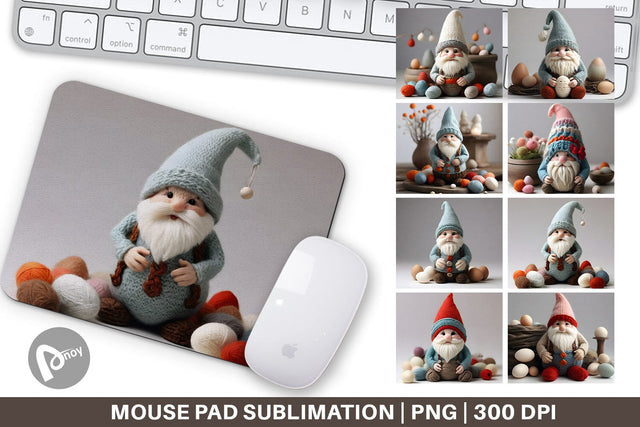 Mouse Pad Easter Gnome Embroidery Sublimation artnoy 