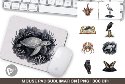 Mouse Pad Eerie Gothic Island Wildlife Watercolor Sublimation artnoy 