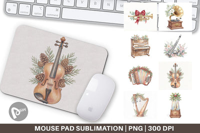 Mouse Pad Elegant Musical Holiday Watercolor Sublimation artnoy 