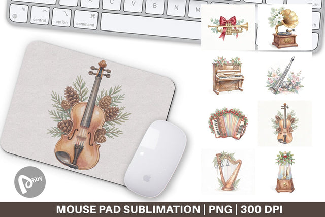 Mouse Pad Elegant Musical Holiday Watercolor Sublimation artnoy 