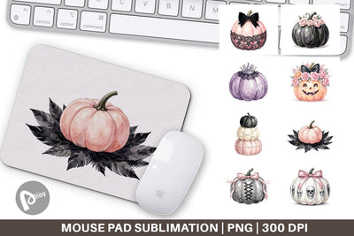 Mouse Pad Elegant Soft Goth Pumpkin Watercolor Sublimation artnoy 
