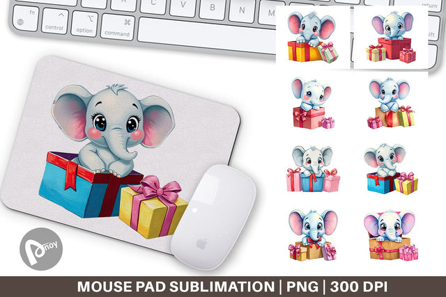 Mouse Pad Elephant Gift Sublimation artnoy 