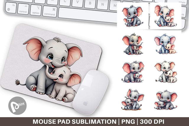 Mouse Pad Elephant Mother's Day Sublimation artnoy 