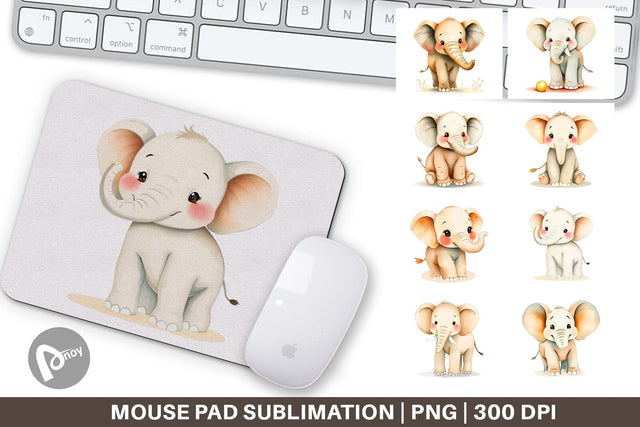 Mouse Pad Elephant Wildlife Sublimation artnoy 