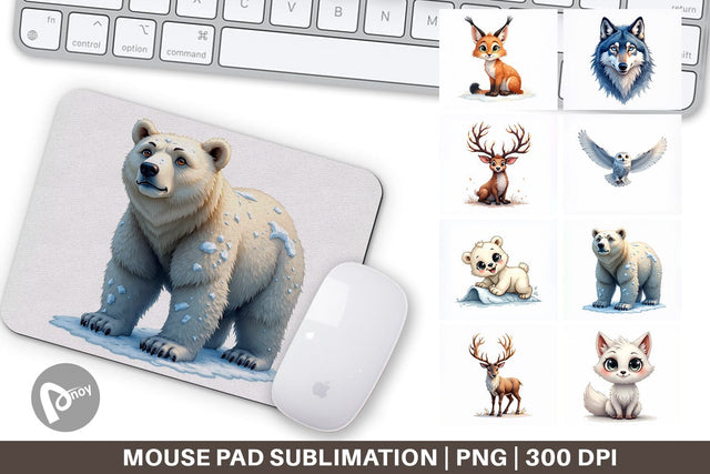 Mouse Pad Enchanted Winter Forest & Arctic Friends Sublimation artnoy 